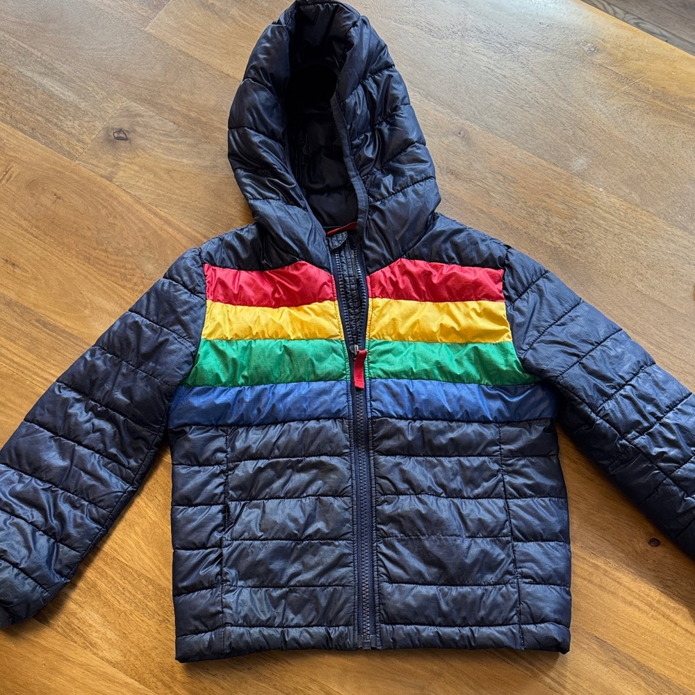 Primark Kids Puffer Jacket with Rainbow Stripes